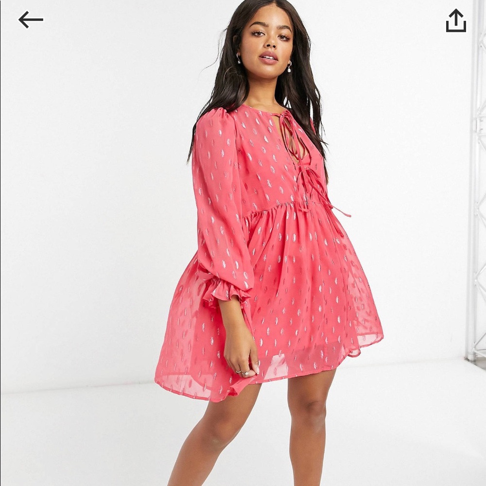 Asos design smock mini dress in metallic spot n